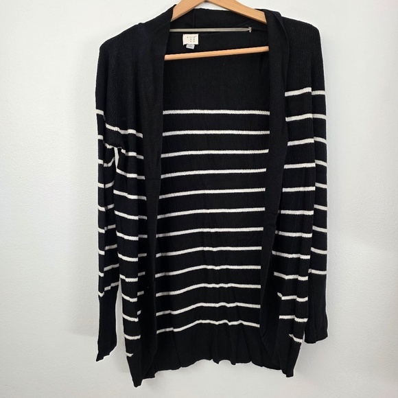 a new day Sweaters - A New Day Black and White Striped Cardigan